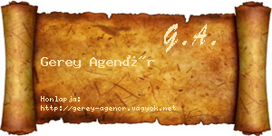 Gerey Agenór névjegykártya